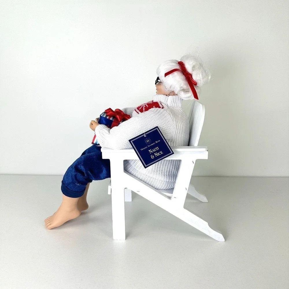 Christmas Nautical‎ Mrs Claus Figurine Adirondack Chair Coastal Tabletop 12